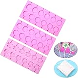 BAKER DEPOT 2 pcs Round Silicone Lollipop Molds Cherry Blossoms Chocolate Hard Candy Mold with 100pcs Paper Sticks Set…