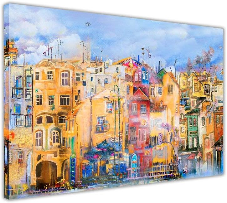 Amazon.com: Unique Wall Decor Metal Wall Plaque 12X16 Colourful Town
