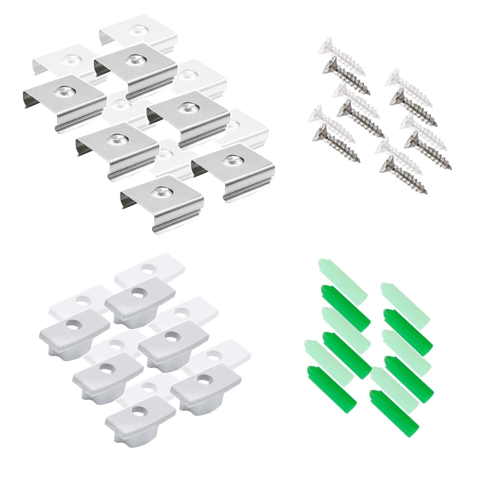 6 Pairs U Shape LED Aluminum Channel System Accessories, Include End Caps, Mounting Clips, Expansion Tube with Screw, for LED Aluminum Profile (Fit: 6 or 12 Pack U02)