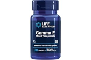 Life Extension Gamma E Mixed Tocopherols, Healthy Aging, Vitamin E Supplement, Enhanced with Sesame lignans, Gluten-Free, Non-GMO, 60 softgels