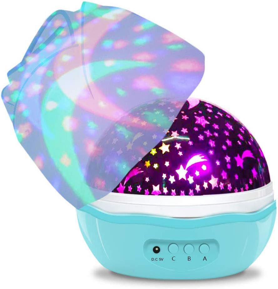 HOMREE Star Night Light Projector, 360 Degree Rotation LED Romantic Night Lamp Best for Kids Lover As Gifts (Blue)