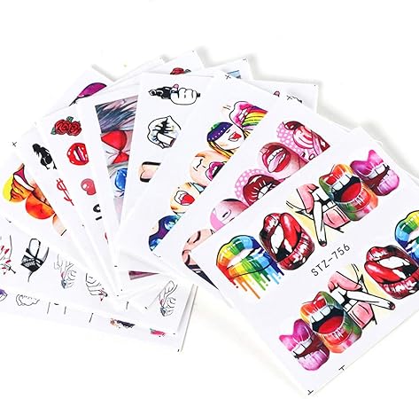 Amazon Kingsie ネイルシール 6枚セット ウオーターシール 赤 唇 ネイルステッカー マニキュア ネイルアート デコレーション ジェル ネイルに埋め込み Kingsie シール ステッカー 通販