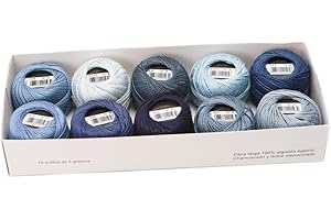 AMOHilos Size 8 Double Mercerized Egyptian Long Staple Cotton Pearl Thread Ball 5 Grams Rainbow Color Embroidery Thread 10 Colors per Box for Crochet Hardanger Cross Stitch Hand Embroidery (Set N)