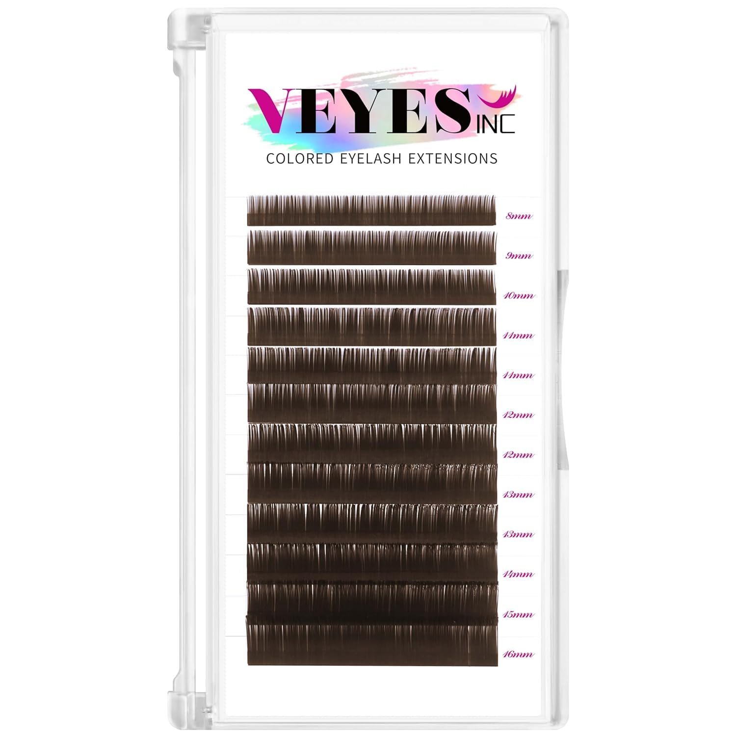 VEYES INC Brown Lash Extensions 0.03-0.07 C/CC/D Curl 8-16mm Mixed Length Volume Eyelashes Tray, Professional Supplies for Lash Techs (0.07 CC 8-16mm Brown)