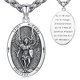 Lattd St Michael Pendant for Men 925 Sterling Silver Saint Michael Necklace Catholic Archangel Michael Jewelry Gifts, w/Stainless Steel Chain 22"+2"