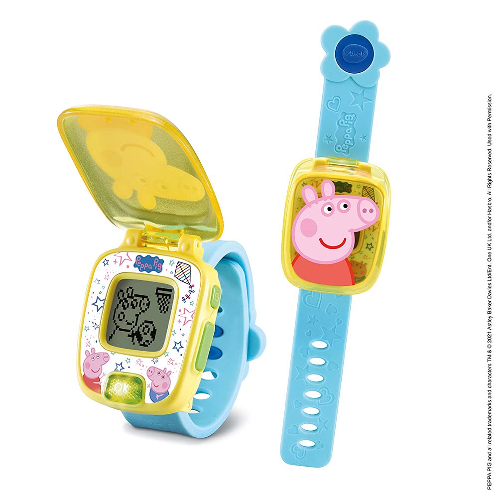 VTech - Peppa Pig, The Interactive Game Watch, Children's Watch with Animated Screen, Soft Strap, 8 Dials, 4 Educational Games, Gift for Children from 3 Years to 6 Years