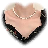 Crymystal Bohemian Layered Pearl Necklace Vintage Pearl Bead Necklace Crystal Pearl Choker Necklace Pearl Wedding Necklace Jewelry for Women and Girls Gifts