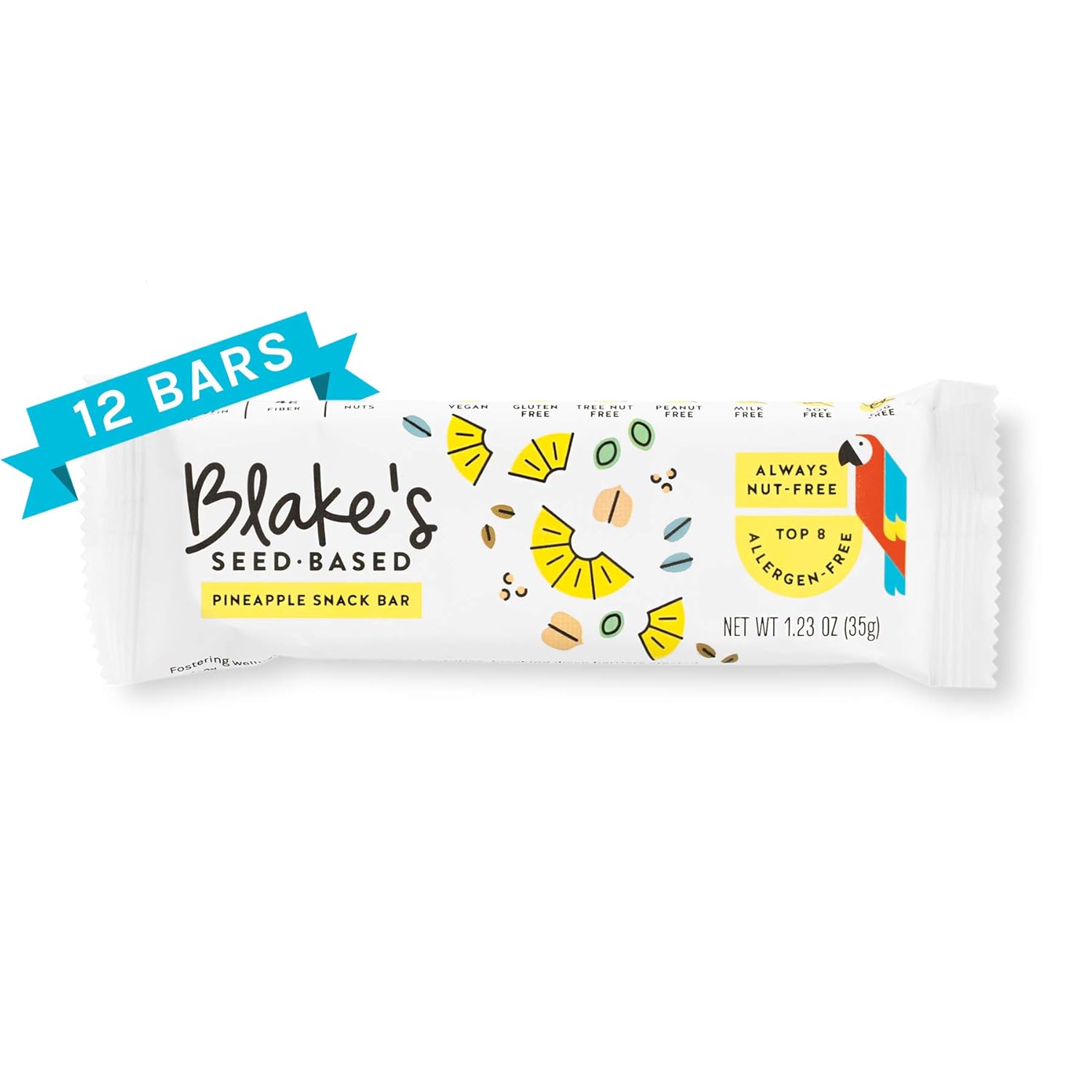 Blake's Seed Based Bar, Pineapple (Allergy Friendly, Vegan, Nut Free, Gluten Free, Dairy Free, Soy Free, Egg Free, Non GMO) (12 Bars)