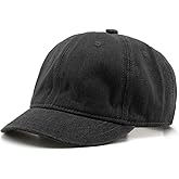 Short Brim Baseball Cap for Men Women Unconstructed Washed Cotton Adjustable Short Bill Hat Vintage Low Profile Dad Hat