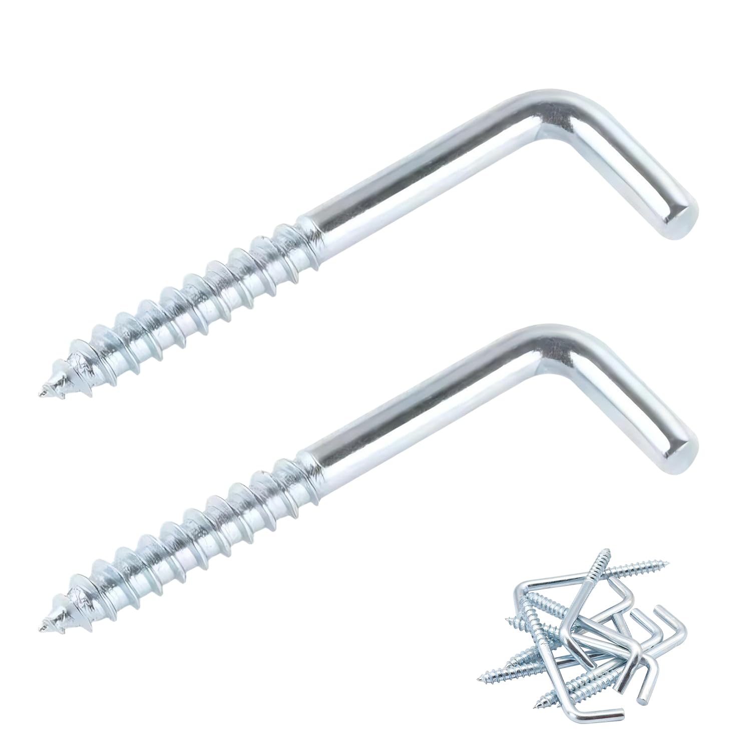 Ctyjia 20 pcs Screw Hooks, L Hook Screws, Self Tapping Screw Hooks, Right Angle Hooks, Screw-in Hooks for Hanging Cups, Keys, M3.7 x 70 mm