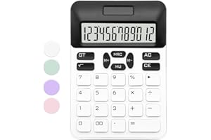 SPORTSVOUTDOORS White Standard Basic Calculator - 12 Digit LCD Display, Cute for Office, Home, School, Shop