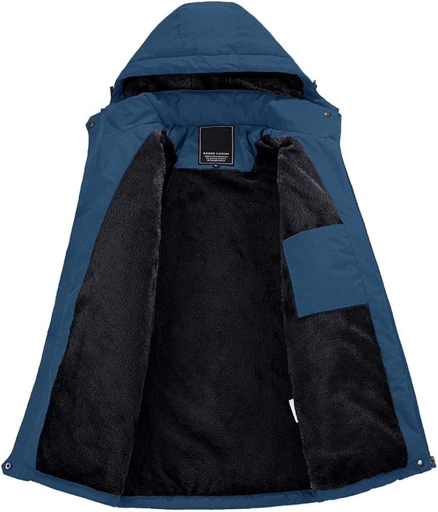 BIYLACLESEN Men's Winter Coats Fleece Lined Ski Jacket Warm Windbreaker Parka: Clothing