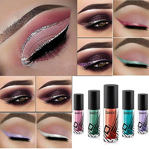 Liquid Eyeliner, Metallic Shiny Smoky Eyes Shadow Waterproof Glitter Eyeliner Eyeshadow Pen Makeup (D)