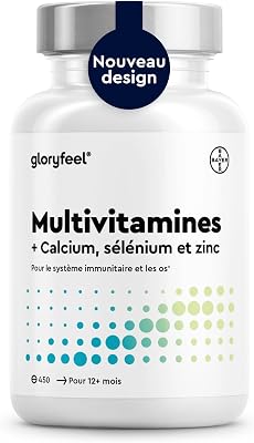 Multivitamines et Minéraux – Format Économique 450 Comprimés à Partager – Avec Zinc, Sélénium, Calcium, Biotine, Vitamines A, B1, B2, B3, B6, C et D3 – Immunité, Fatigue, Muscles, Os et Peau