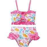 SuperGlee Toddler Baby Girls Swimsuit Two Piece Floral Stripe Swimwear Infant Summer Beach Bikini Bathing Suit