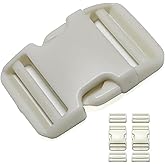 2 inch Buckle, Quick Side Release Buckles for 2" /50mm Nylon Webbing Straps 2 Set Plastic Buckle+4PCS Tri-Glide Slides Dual Adjustable Clips Snaps Heavy Duty Replacement for Backpack White