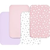 Bassinet Sheets for Baby Boys Girls 4 Pack(33" x 20"), Compatible with AirClub, Mika Micky, Baby Delight, Dream On Me, Koola, AMKE and Other Rectangle Bassinet Mattress, Pink