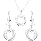 Tahmi Real Sterling Silver 925 Everyday Jewelry Set for Women | Minimalist Necklace & Dangle Earrings | Classic Silver Jewelry Gift For Her, 18"