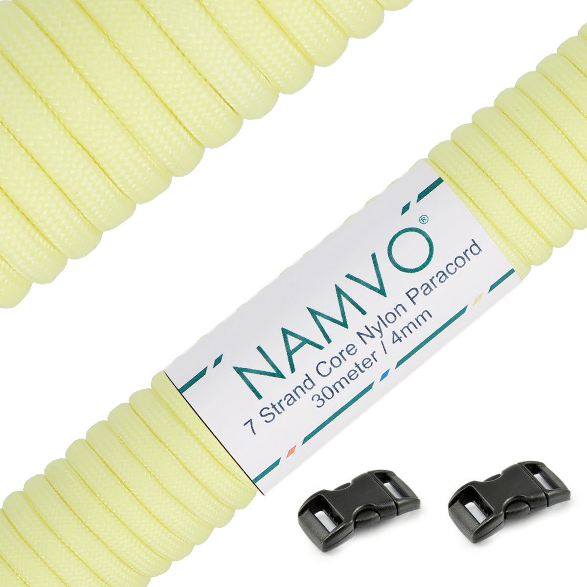 Namvo 550 Luminous Glow in the Dark Paracord Mil Spec Type III 7 strand parachute cord Yellow 100ft / 30 Meters