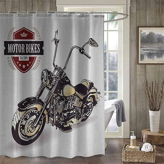 ScottDecor Motorcycle Shower Curtains for Bathroom Chopper
