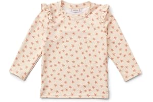 LDIOIF Toddler Girls Long Sleeve Rash Guard Swim Tee Swim Shirts Athletic Tee Swim Top with Ruffles