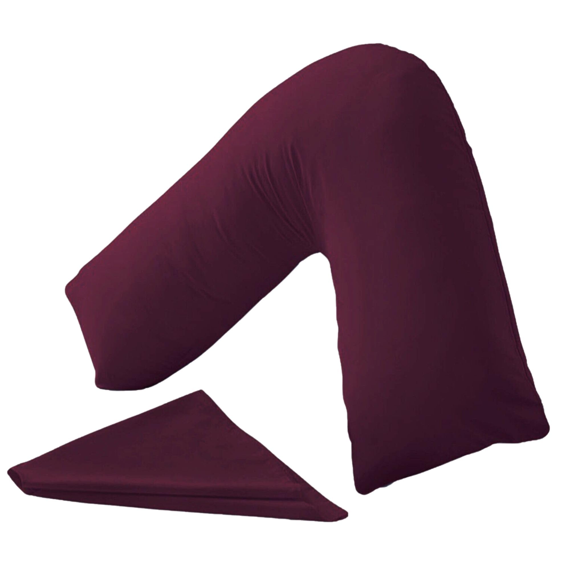 BuzzBuy V shaped pillowcase cover, 100% Poly-cotton Back & Neck Support Orthopaedic Pregnancy/Nursing V Pillowcase cover only -Envelope Closure (Plum)