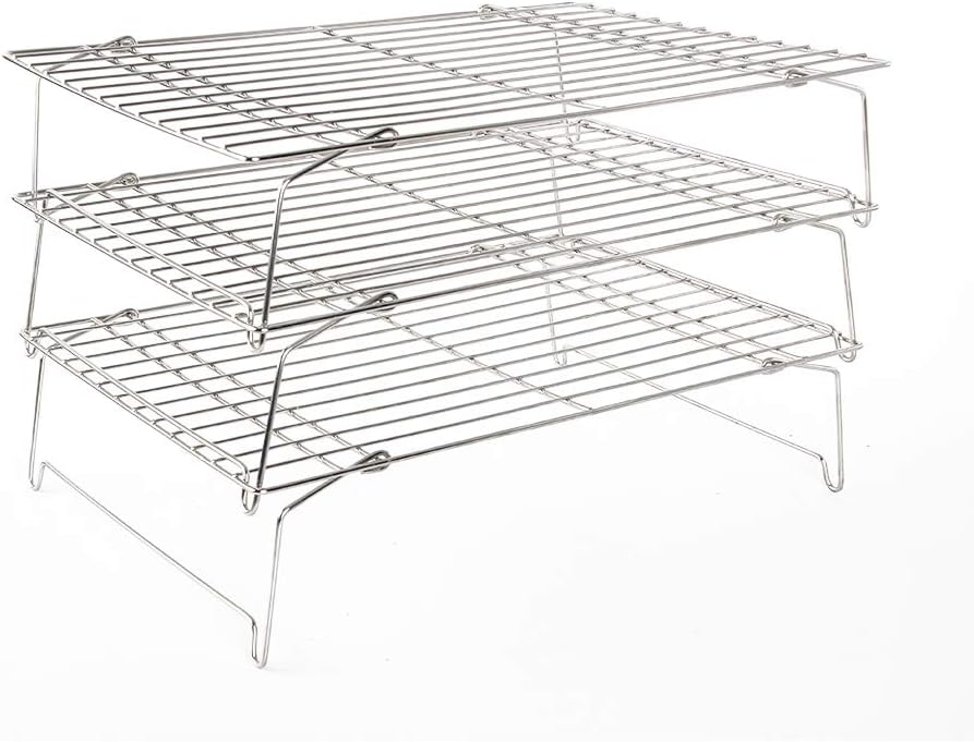 Flagship Cookies Cooling Rack Baking Rack Set of 3, 304 Stainless Steel Wire Rack, Oven Safe Heavy Duty - 14.4'' x 10.43''