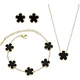 UOOANUO Clover Neckalce Earring Set for Women 14K Gold Plated Stainless Steel Four Leaf Clover Jewelry Set