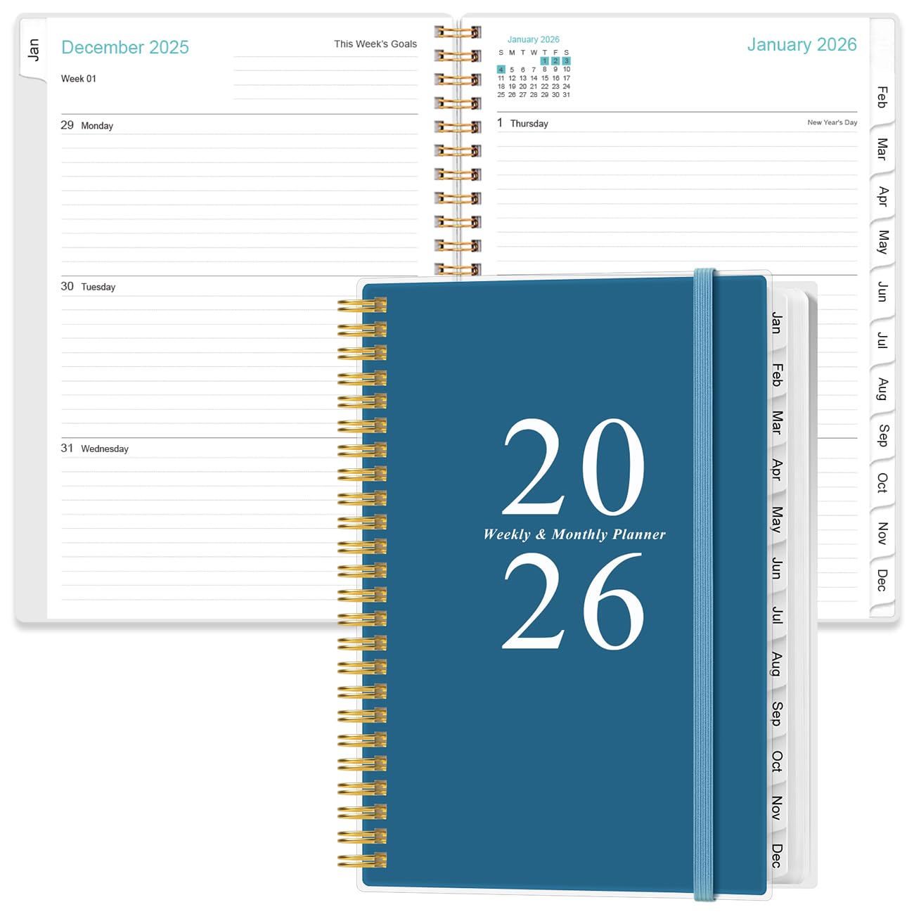2025-2026 Diary - Planner 2025-2026 from July 2025 - June 2026, Weekly & Monthly Planner & Journal to Track Goals, 14.8 x 21cm, Blue — image 1