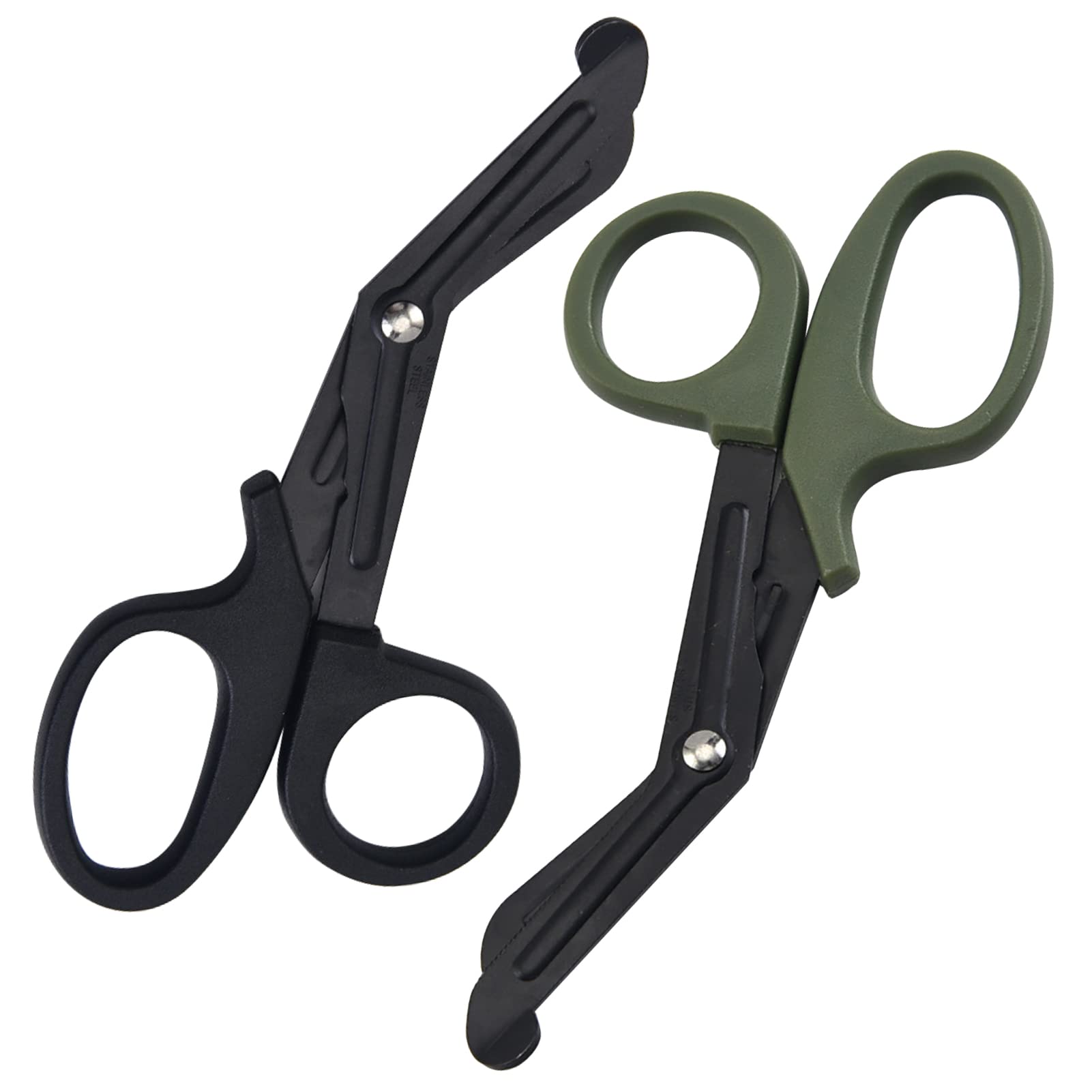 Medical Bandage Scissors, Utility Scissors, EMT and Trauma Shears, 2PCS First Aid Scissor, Stealth Black Coated for Nurses, Stainless Steel Bandage Scissor, Fire Rescue Cut 15 cm