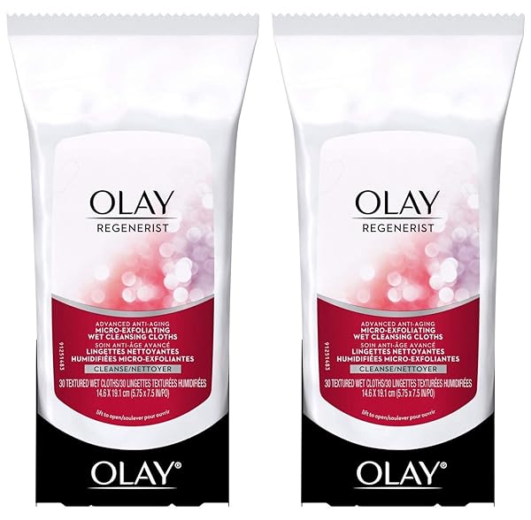 OLAY REGENERIST ADVANCED ANTI-AGING MICRO-EXFOLIATING CLEANSING CLOTHS 30 EACH (PACK OF 2)