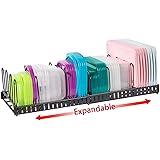 Expandable Food Container Lid Organizer,Large Capacity Adjustable 10 Dividers Detachable Lid Organizer Rack for Cabinets, Cup