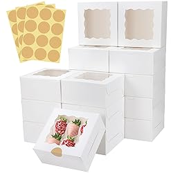 Colovis 30 Pcs White Bakery Boxes with Window, 6 X