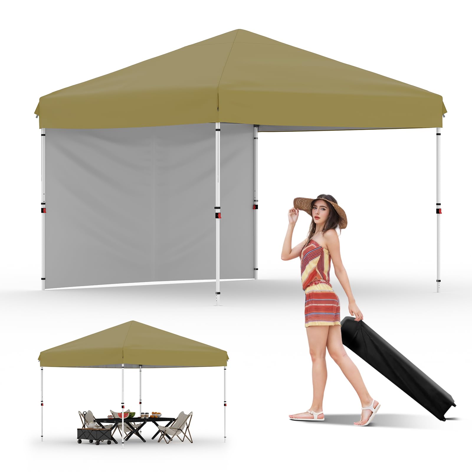 10x10 Pop Up Canopy with One Sidewall - Easy Up
