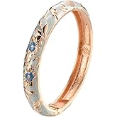 UJOY Women's Bangle Bracelet Golded Alloy Hinged Flower Enameled Cloisonne Jewelry with Gift Box 55B01