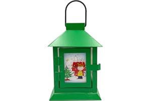 MARK FELDSTEIN & ASSOCIATES Mark Feldstein, Peanuts Holiday Snoopy's Dog House Metal LED Coach Lantern, Green, 6 Inch