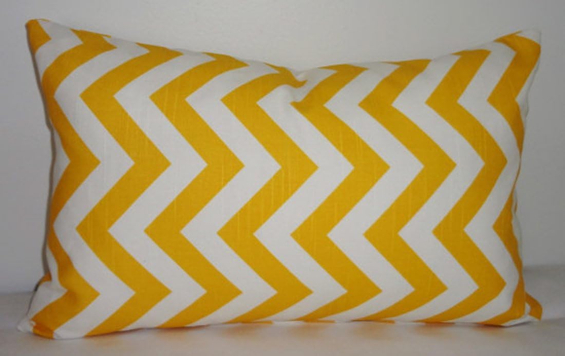 Decorative Pillow Cover Yellow & White Zig Zag