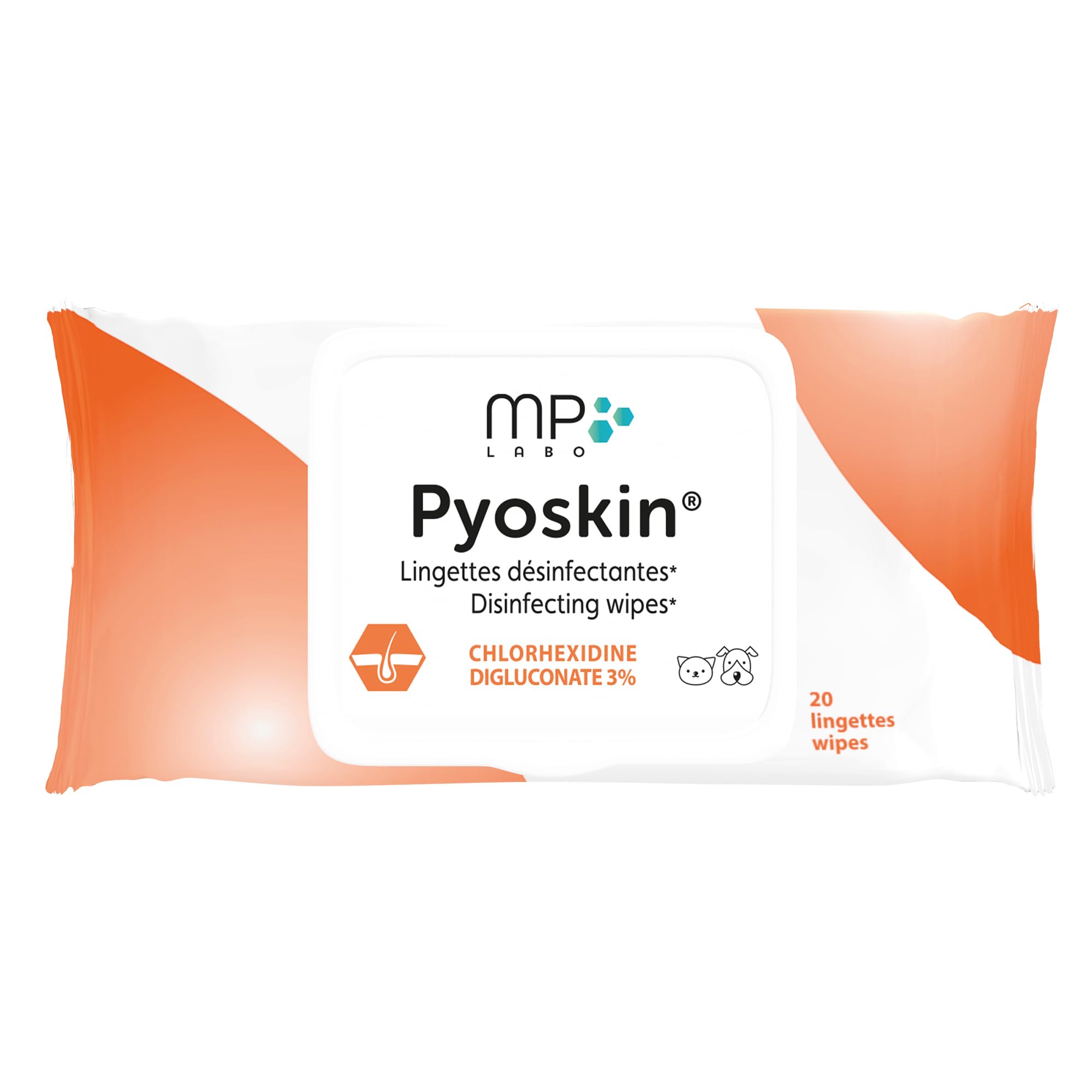 MP Labo Pyoskin® Wipes - Disinfectant wipes (3% chlorhexidine) for dogs and cats (20 wipes)