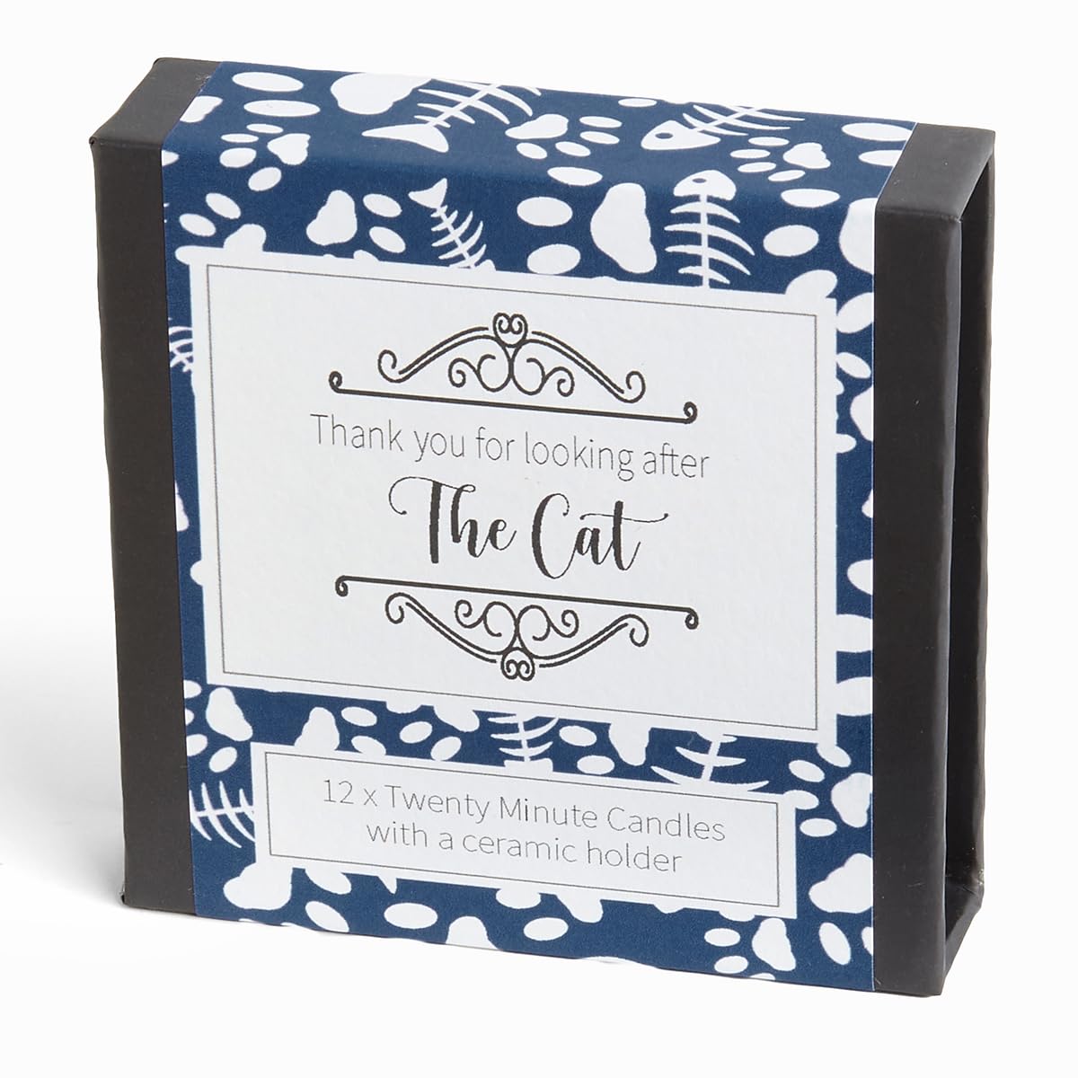Thank You for Looking After The Cat Candles (wrap). 12 x Twenty Minute Candles with a Ceramic Holder for Relaxation, Meditation, Mindfulness and Well-Being