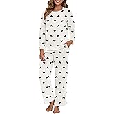 PrinStory Fluffy Flannel Winter Pajamas for Women - Plush Fleece Warmth, 2-Piece Fuzzy Pajama Set with Pockets