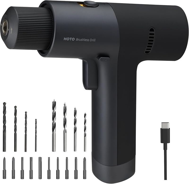 HOTO 12V Brushless Cordless Drill LED Display 30 Torque 2000mAh USB-C