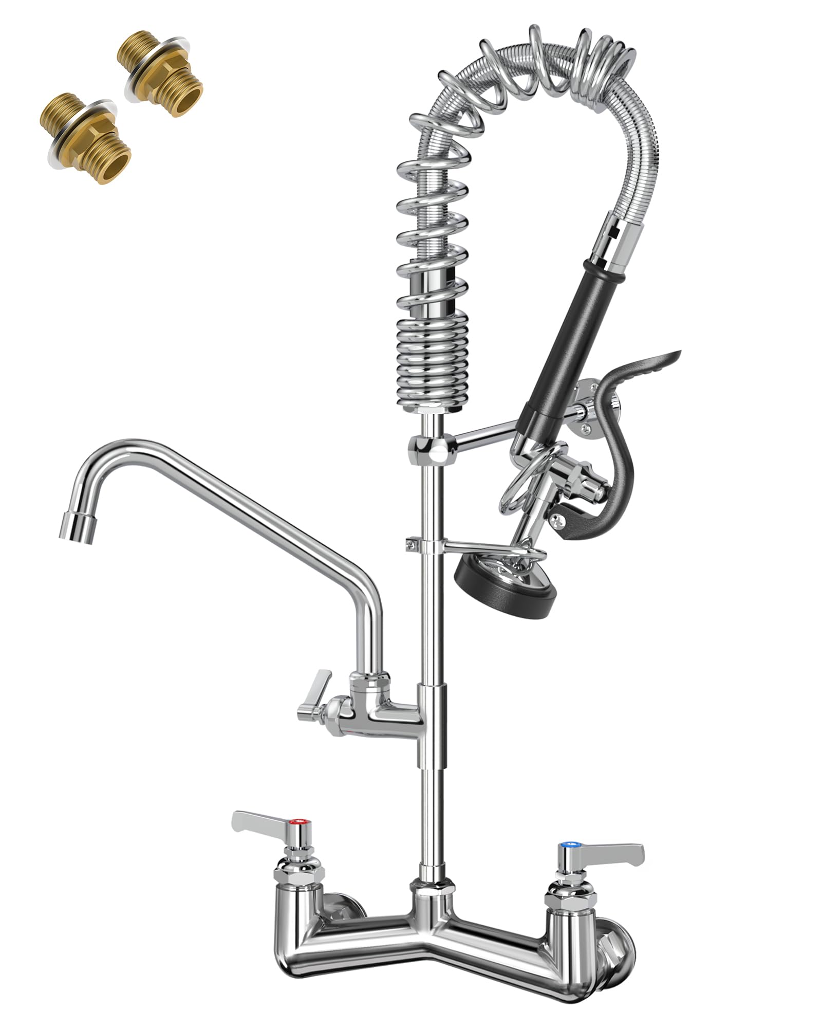 FAUAID Commercial Sink Faucet Wall Mount with Pre Rinse Sprayer 8 inch ...