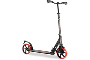 LaScoota Kick Scooter for Kids Ages 6+, Teens & Adults, Large 8" Sturdy Urethane Wheels. Adjustable Handlebar, Lightweight, Foldable, 220lbs Max Load