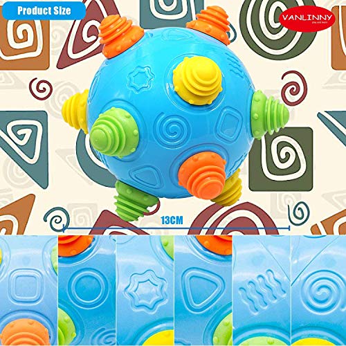 VANLINNY Toddlers Baby Music Shake Ball Toy Bumble Ball for Babies,Dancing Bumpy & Interactive Sounds Crawl Ball Toy, Best Bouncing Sensory Learning Gift for 3+ Year Old Boys&Girls.