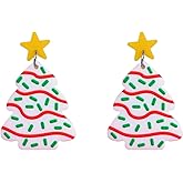 Christmas Earrings for Women Christmas Tree Cake Earrings Acrylic ChristmasTree Tree Drop Dangle Earrings Xmas Holiday Jewelry Accessories