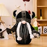 Viking Berserker Gnome Plush Viking Norse Gnome Gift 10'' H Viking Warrior Minotaur Gnomes Home Office Decor Viking Gift, Halloween, Thanks Giving Christmas New Year Gift Men's Gift (Black)