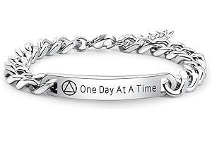 WAJJUAN One Day At A Time Bracelet AA Bracelet Sobriety Gift Addiction Recovery Gift NA Gift 12 Step Gifts Motivational Gifts