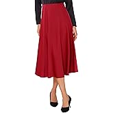 Allegra K Satin Midi Skirt for Women's High Waist Fall 2025 A-Line Skirts
