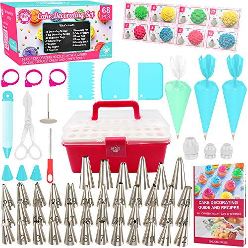 Cake Decorating Kit Cupcake Decorating Kit - 68pcs Cookie Decorating Supplies and Cookie Decorating Kit with Piping Bags and Tips - Frosting Icing Tips Pastry Bags with Tips - Baking Decorating Kit (Best Icing For Decorating Sugar Cookies)