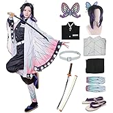 Nhorrobat Full Set Halloween Costume Kochou Shinobu Party Role Cosplay Costume Kimono Outfit W/Shoes Wig Sword